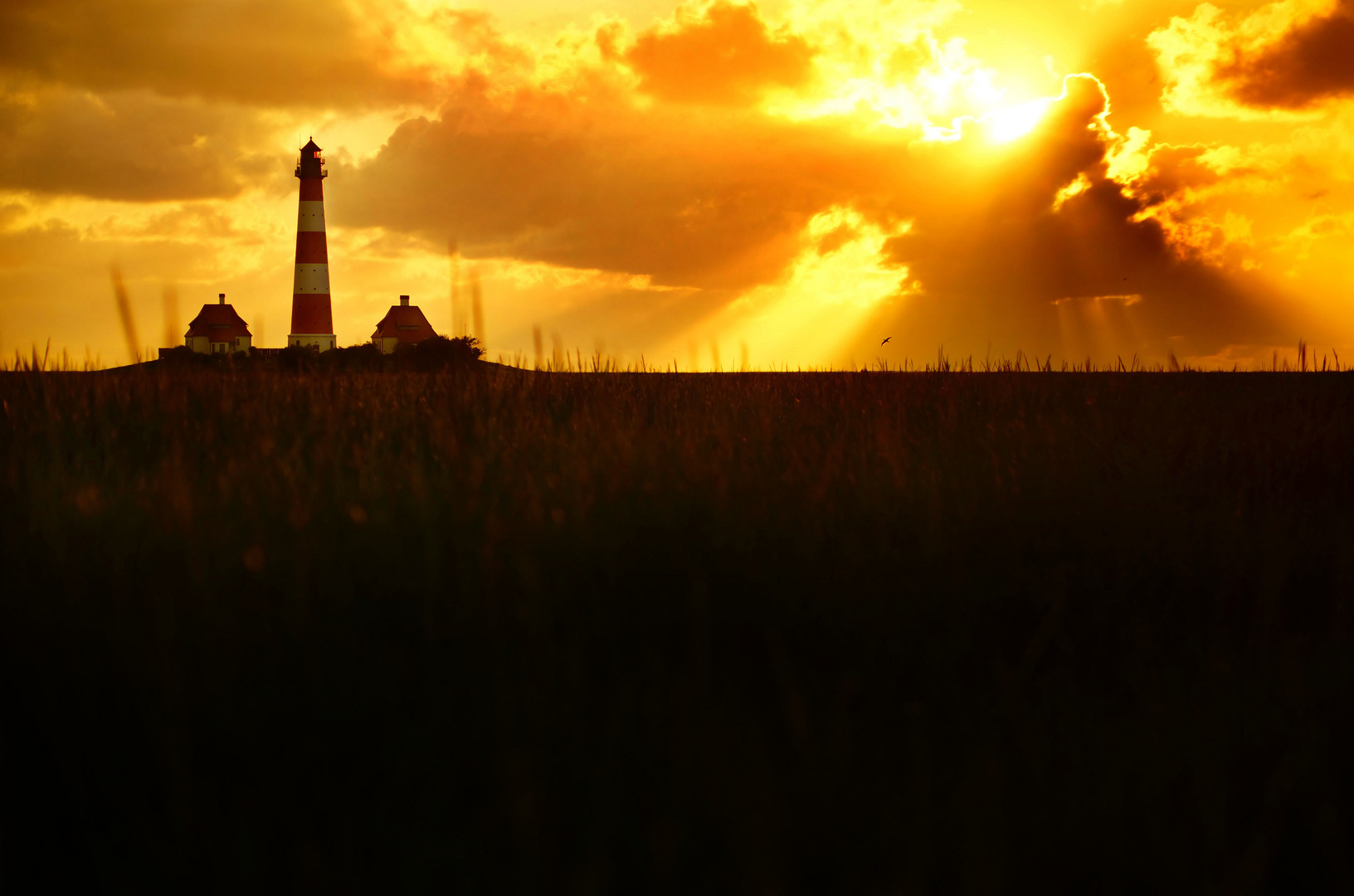 Westerhever Leuchtturm im Abendkleid