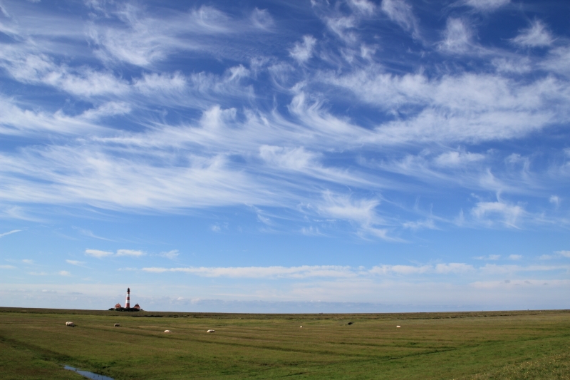 Westerhever Leuchtturm mit Himmel