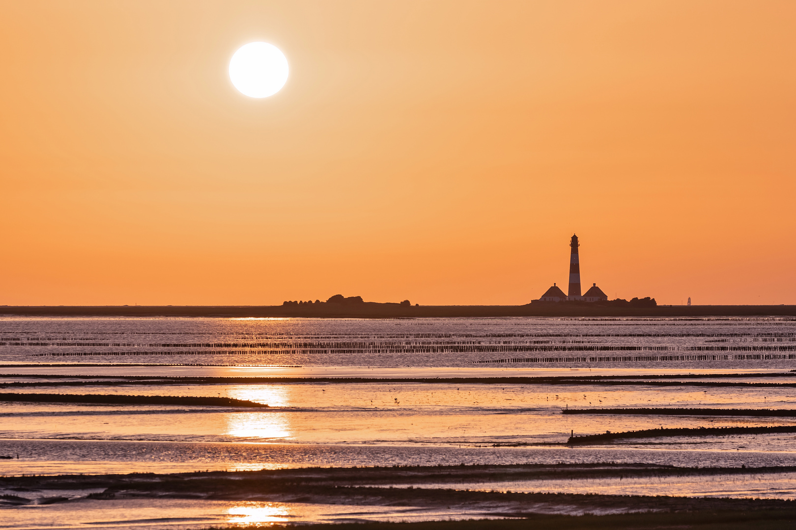 Westerhever Leuchtturm und die Abendsonne