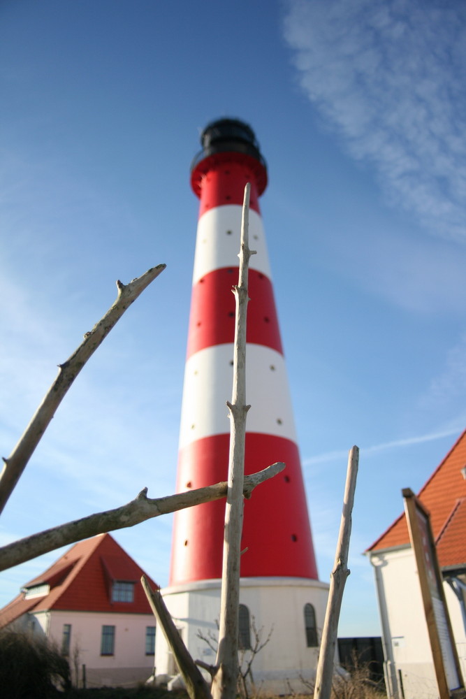 Westerhever Leuchtturm und Geäst