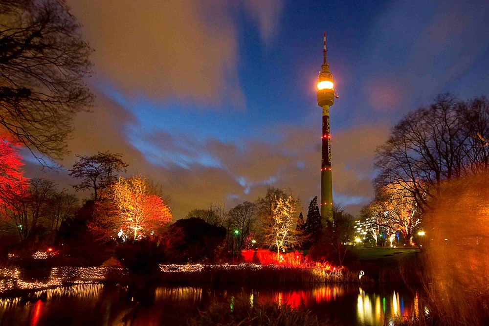 Westfalenpark bei Nacht.