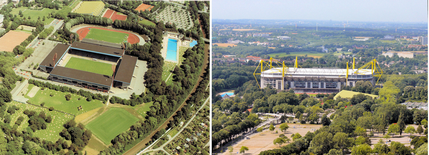 Westfalenstadion damals und heute