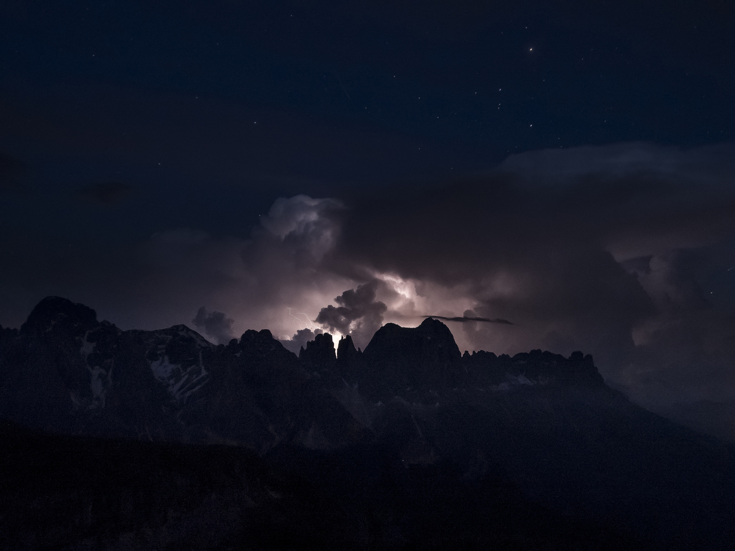 Westlicher Rosengarten im Gewitter bei Nacht