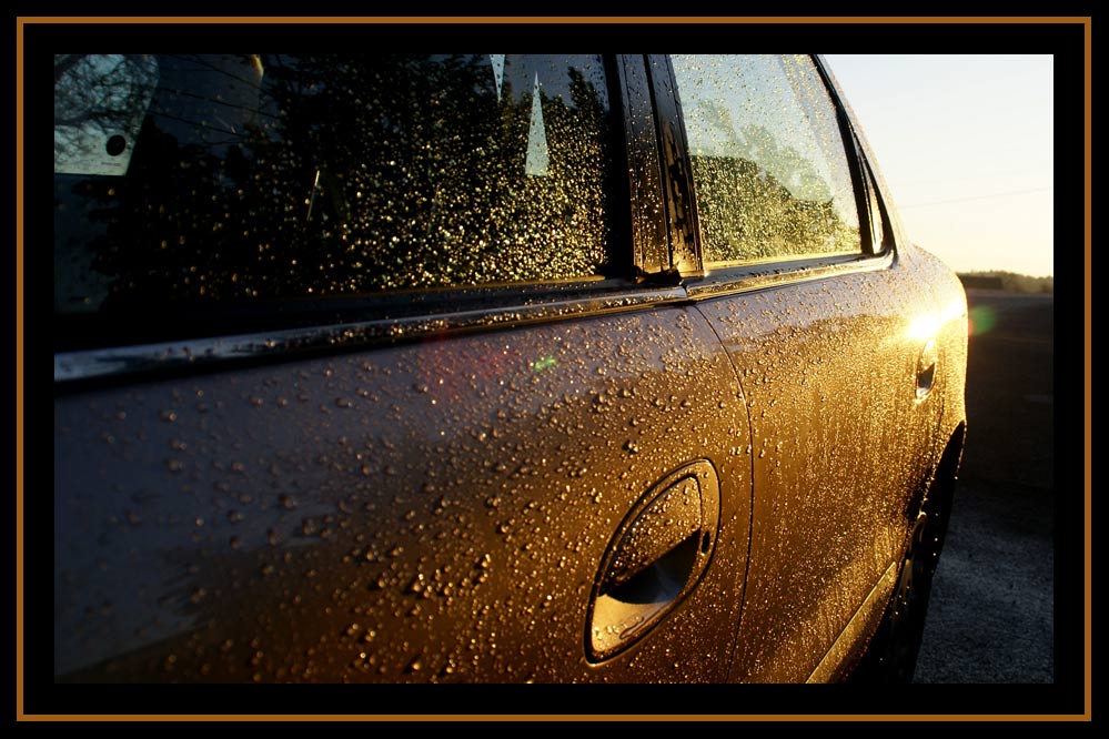 wet car in the sun