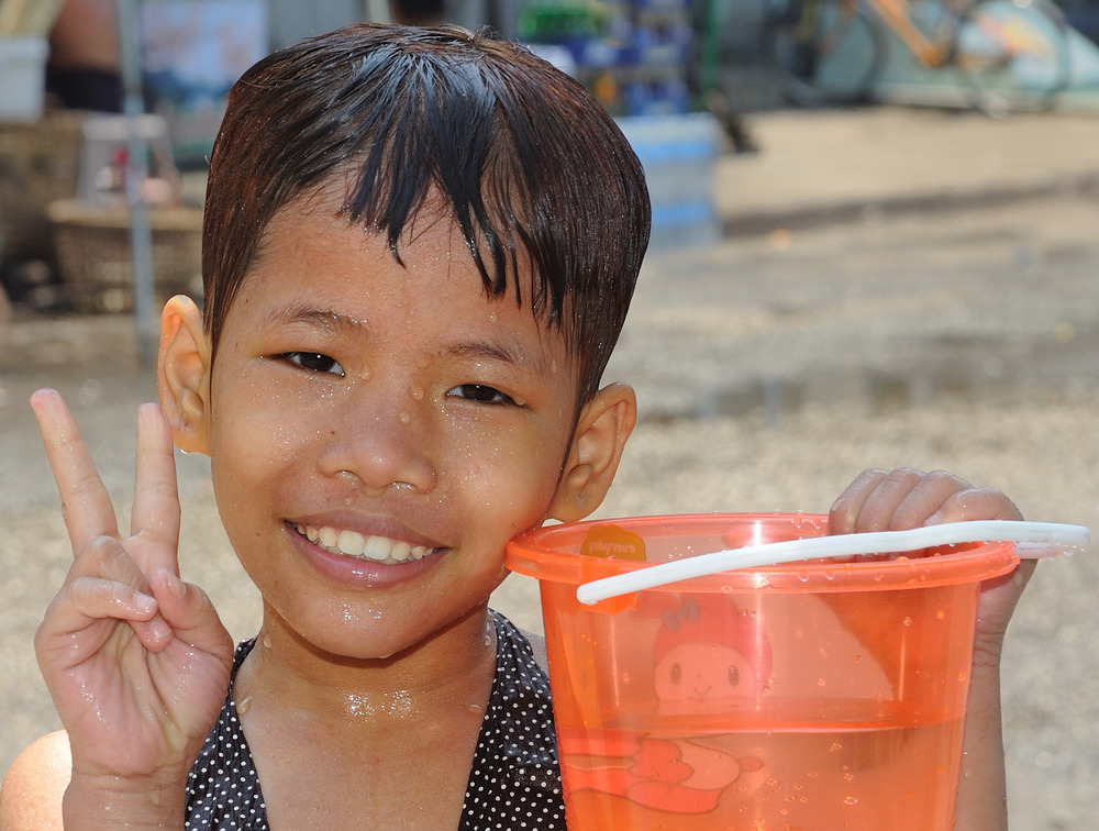 Wet girl at the Yangon Water Festival