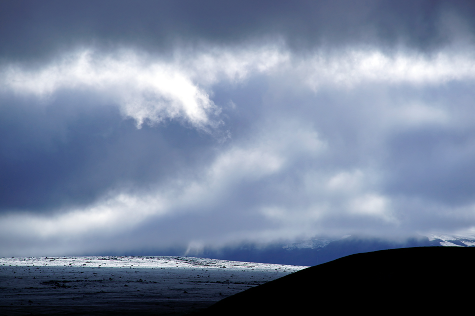 Wetterküche über der Nordseite des Mýrdals Gletscher südliches Hochland Island