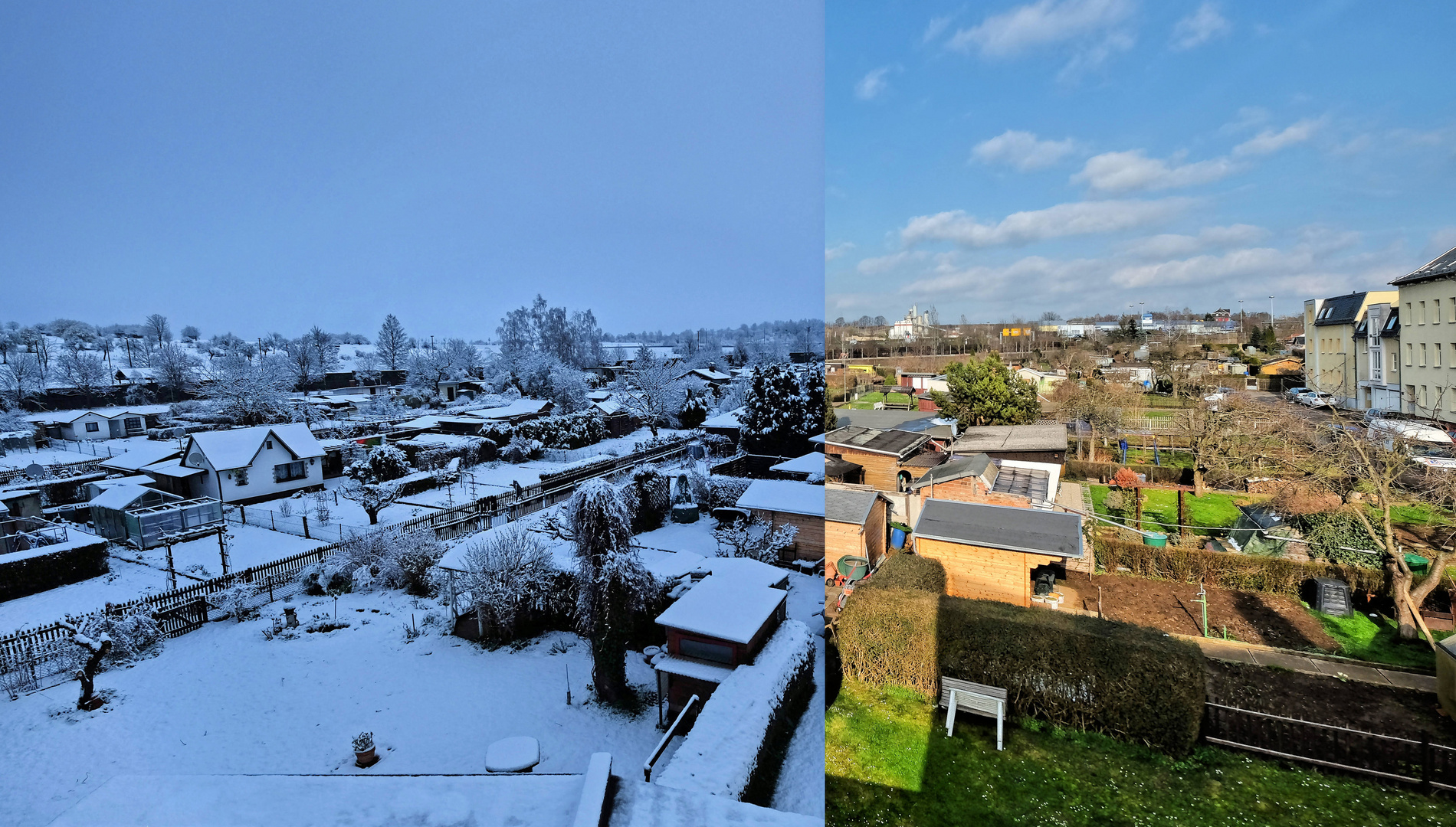 Wetterwechsel am 01. April - 10 Stunden zwischen beiden Aufnahmen