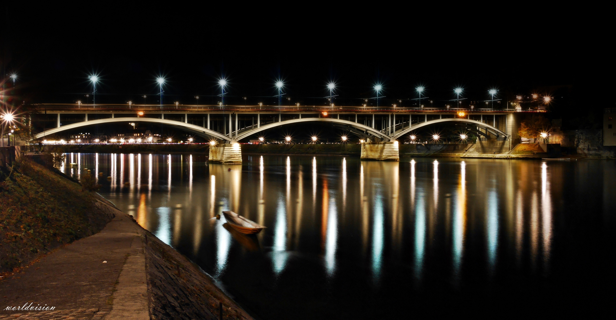 Wettsteinbrücke -  Basel bei Nacht