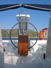 Wheel in bright morning sky