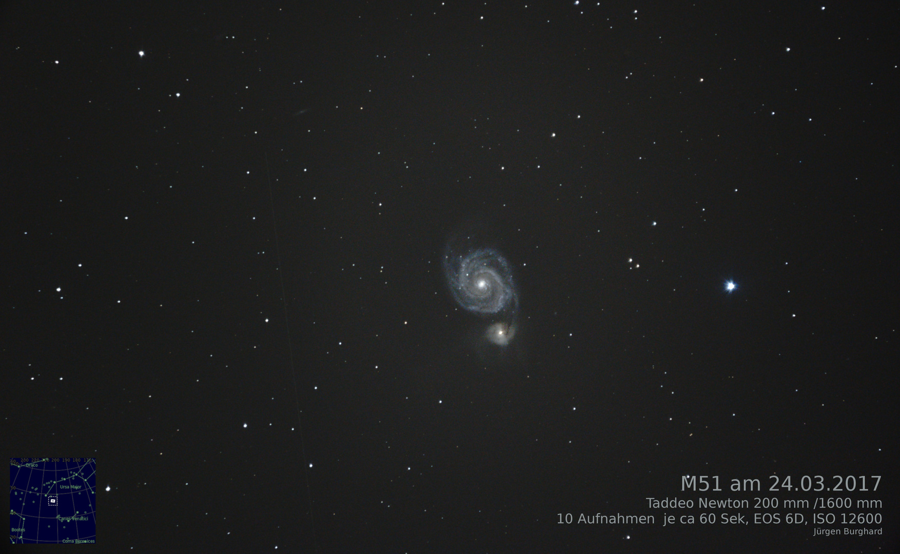 Whirlpool-Galaxie (M51) im Zenit am 24.03.2017