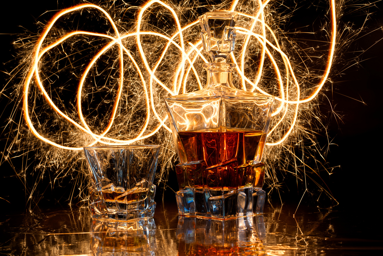 Whisky in fire