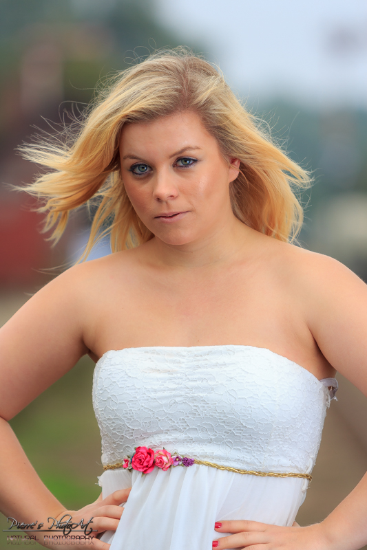 White Dress with rose ribbon