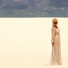 white sands & white dress