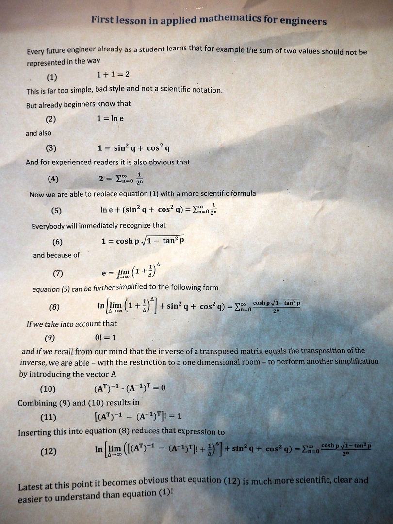 Wichtige Lektion für angehende Mathematiker