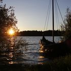 Wickingerschiff im Sonnenuntergan