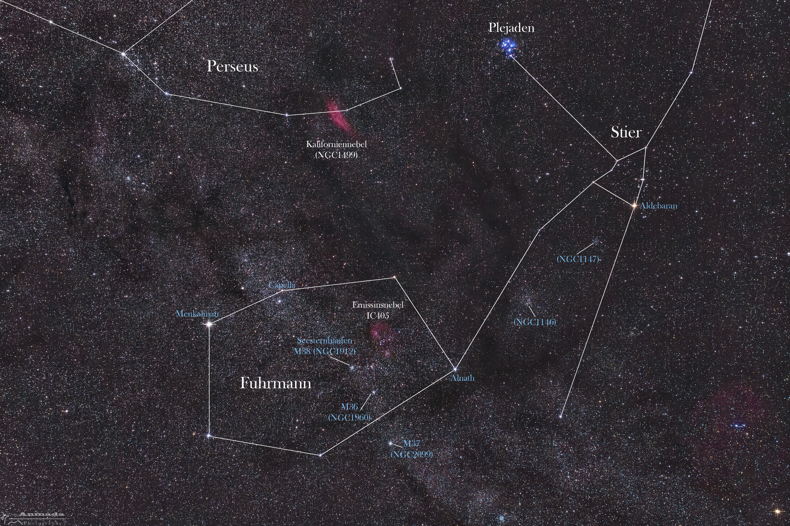 Widefield der Sternbilder Fuhrmann_Stier_Perseus