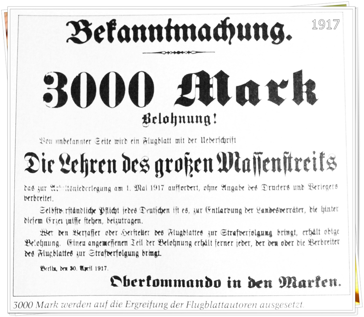 Wie Dazumal - 3000 Mark Belohnung