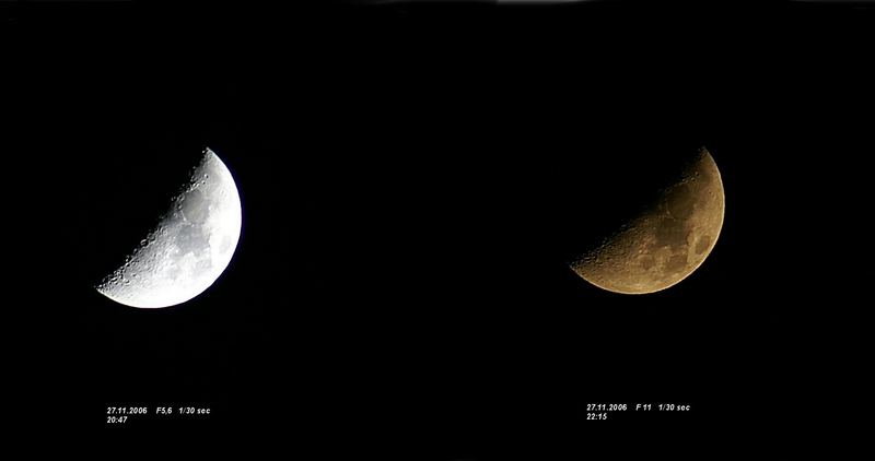 Wie der Mond an einem Abend seine Farbe ändert