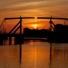 Wiecker Holzbrücke im Sonnenaufgang