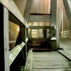 Wiek, Holzklappbrücke über'n Ryck, Nacht und Nebel