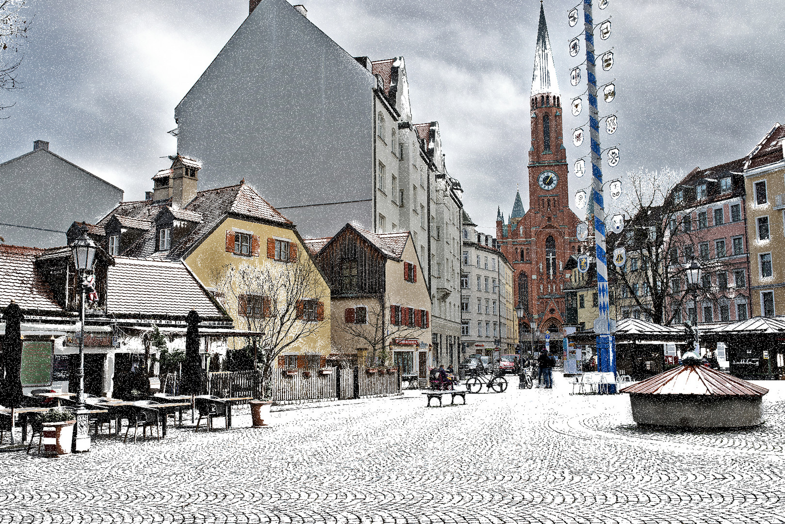 Wiener Platz mit (Kunst)Schnee