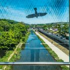 Wienfluss (17) Blick vom verglasten Fußgängersteg auf den Wienfluss