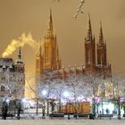 Wiesbaden im Winter, Rathaus und Marktkirche