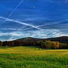 Wiese in Zwiesel nach dem Sonnenuntergang, Aufbruch zur Nacht