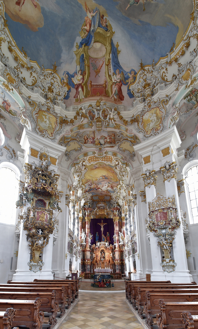 Wieskirche in Steingaden Blick zum Altar