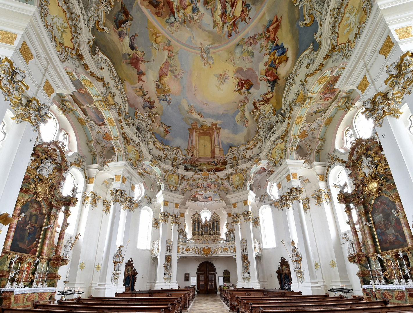 Wieskirche in Steingaden Blick zur Orgel