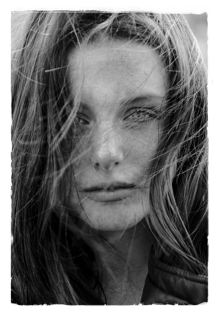 Wild freckles face black and white