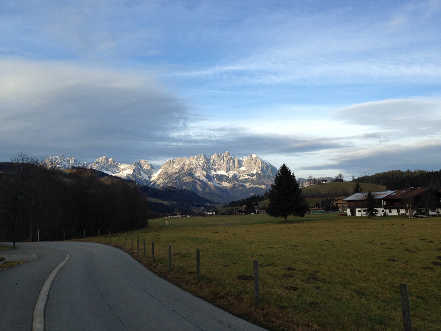 Wilder Kaiser vom Golfplatz aus, Dez 2014