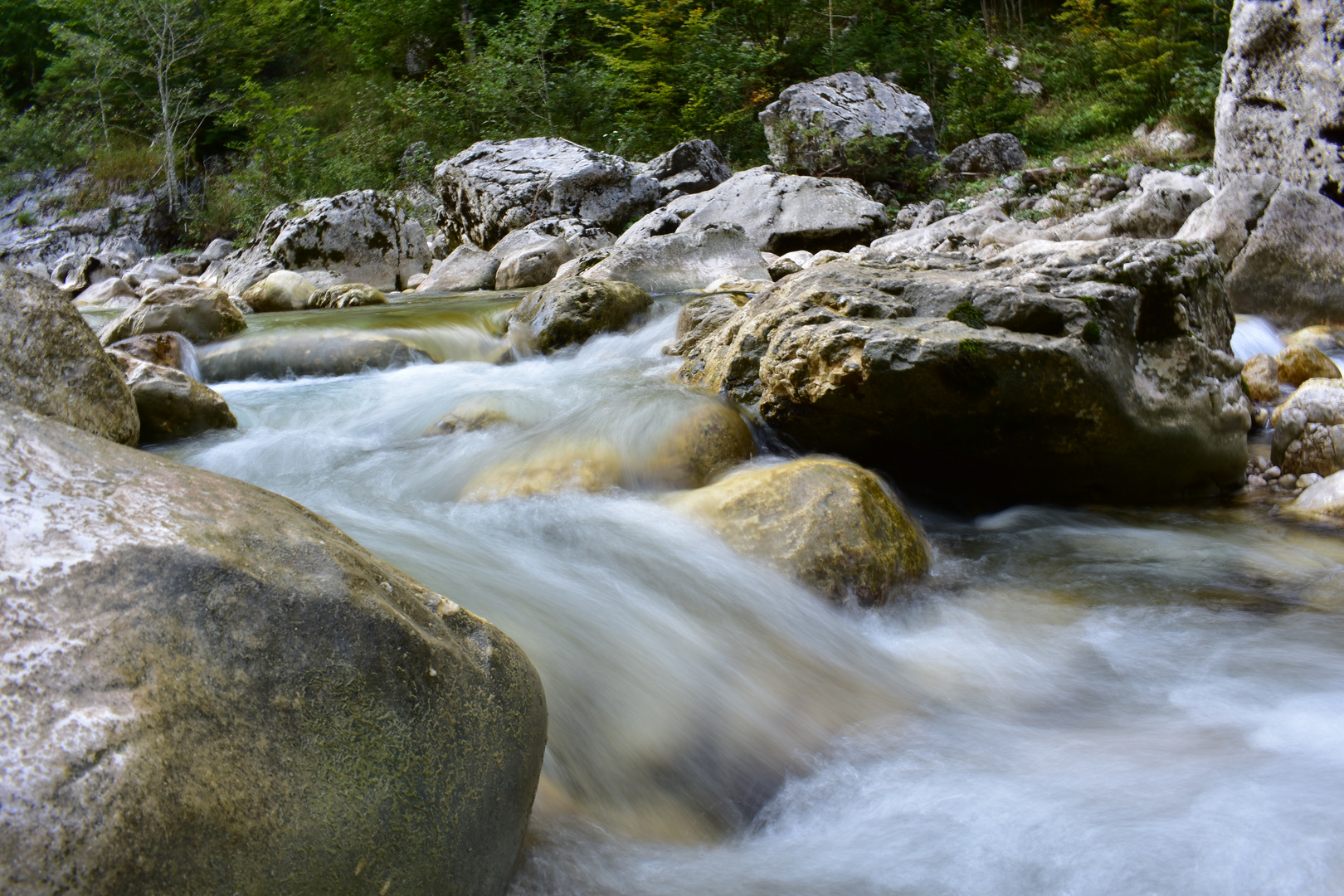 Wildwasser in den Bergen