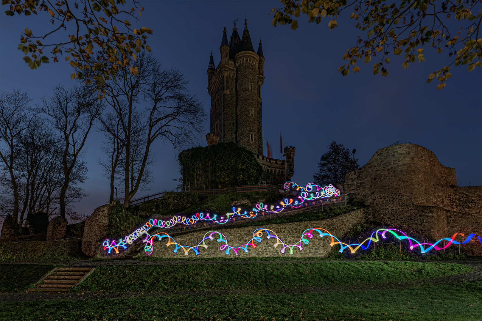 Wilhelmsturm in Dillenburg mit Lightpainting