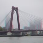 Willemsbrug Rotterdam in mist 3D Hyper-anaglyph