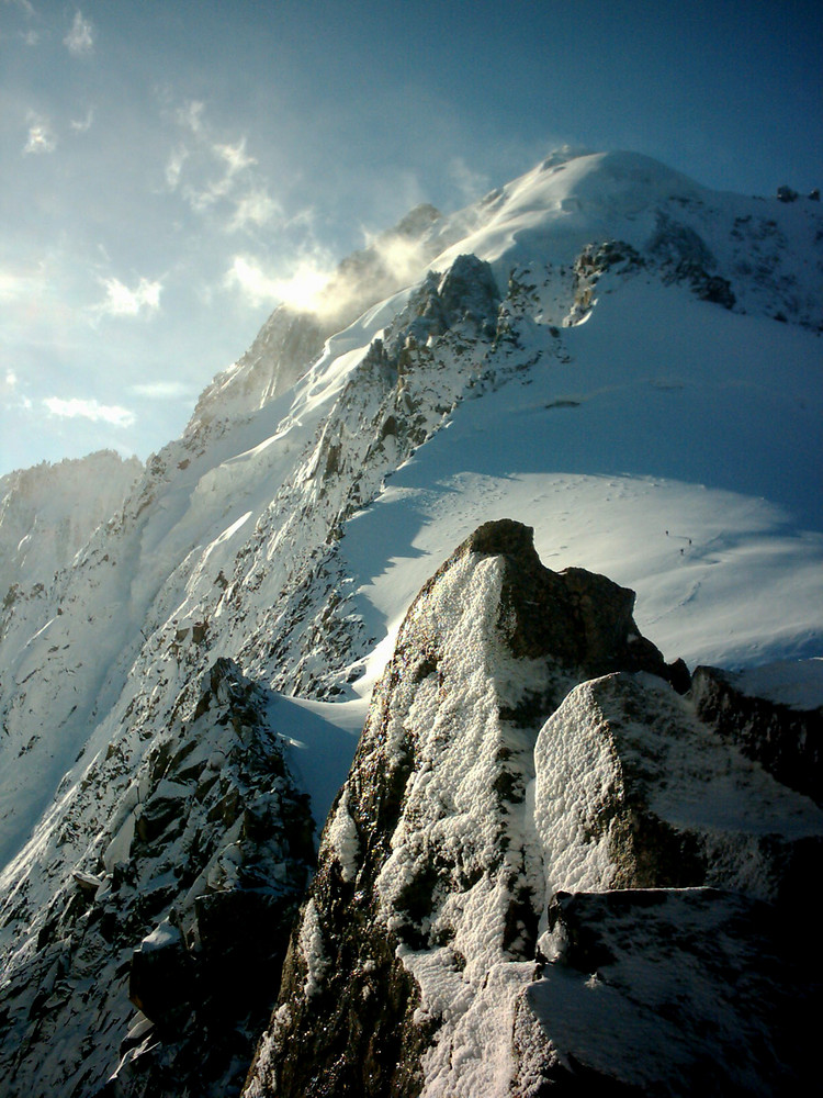 Wind blows chill on the Aiguille Verte (4122 m)