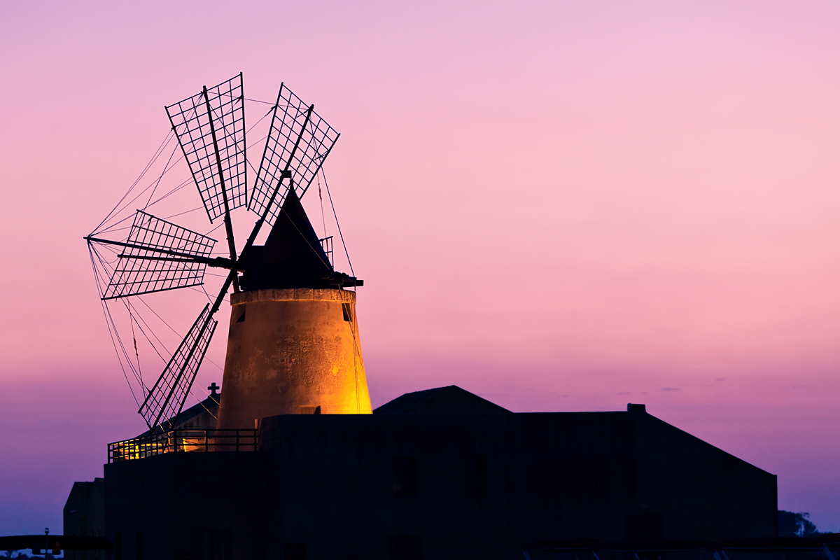 Windmill at sunset