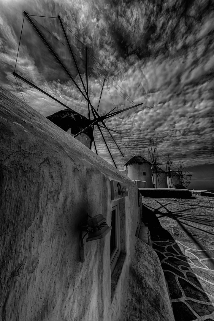 Windmills in Black and White