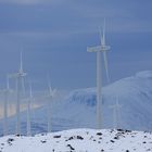 Windmills in winter landscape
