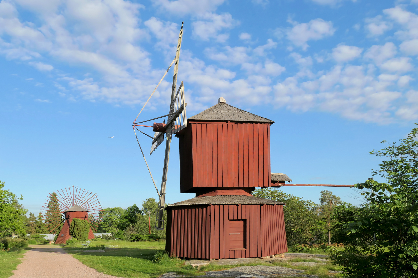 Windmühlen auf dem Myllymäki, dem Mühlenhügel in Uusikaupunki