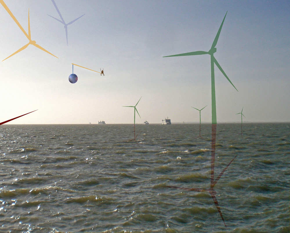 Windmühlen im Meer