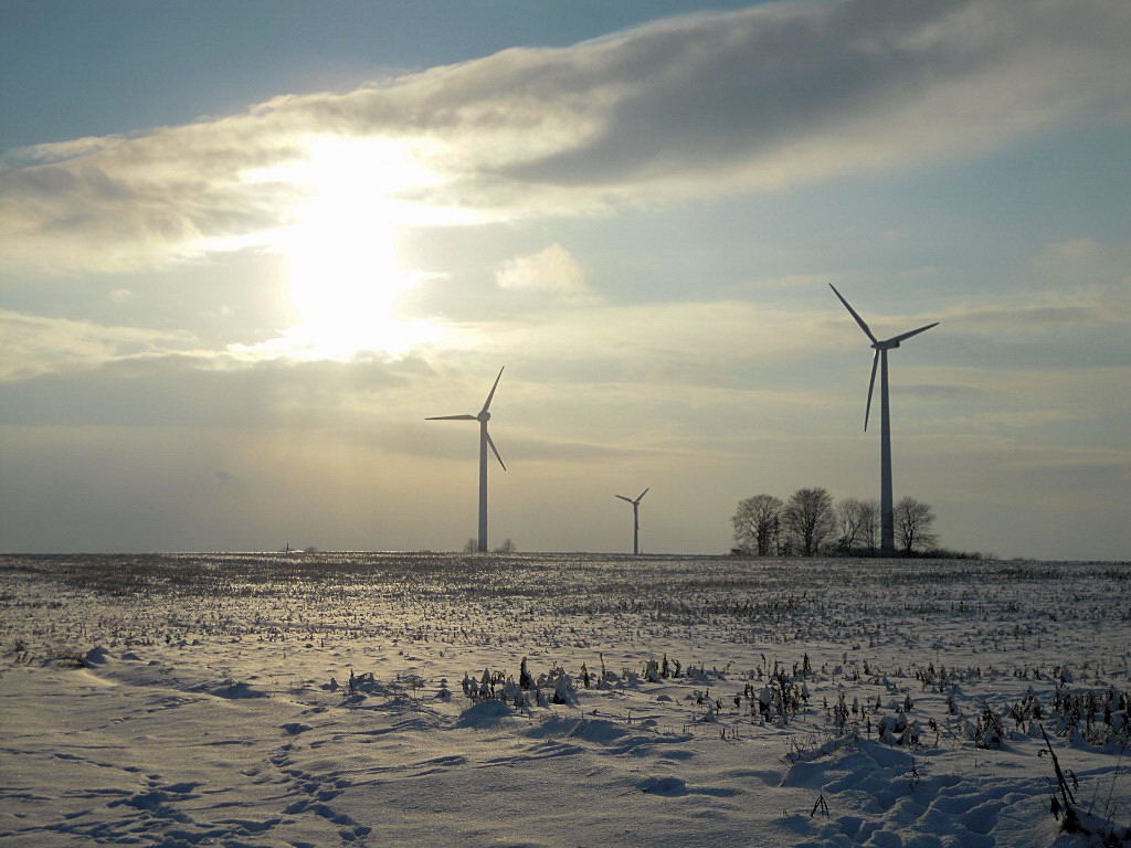 Windmühlen im Winter