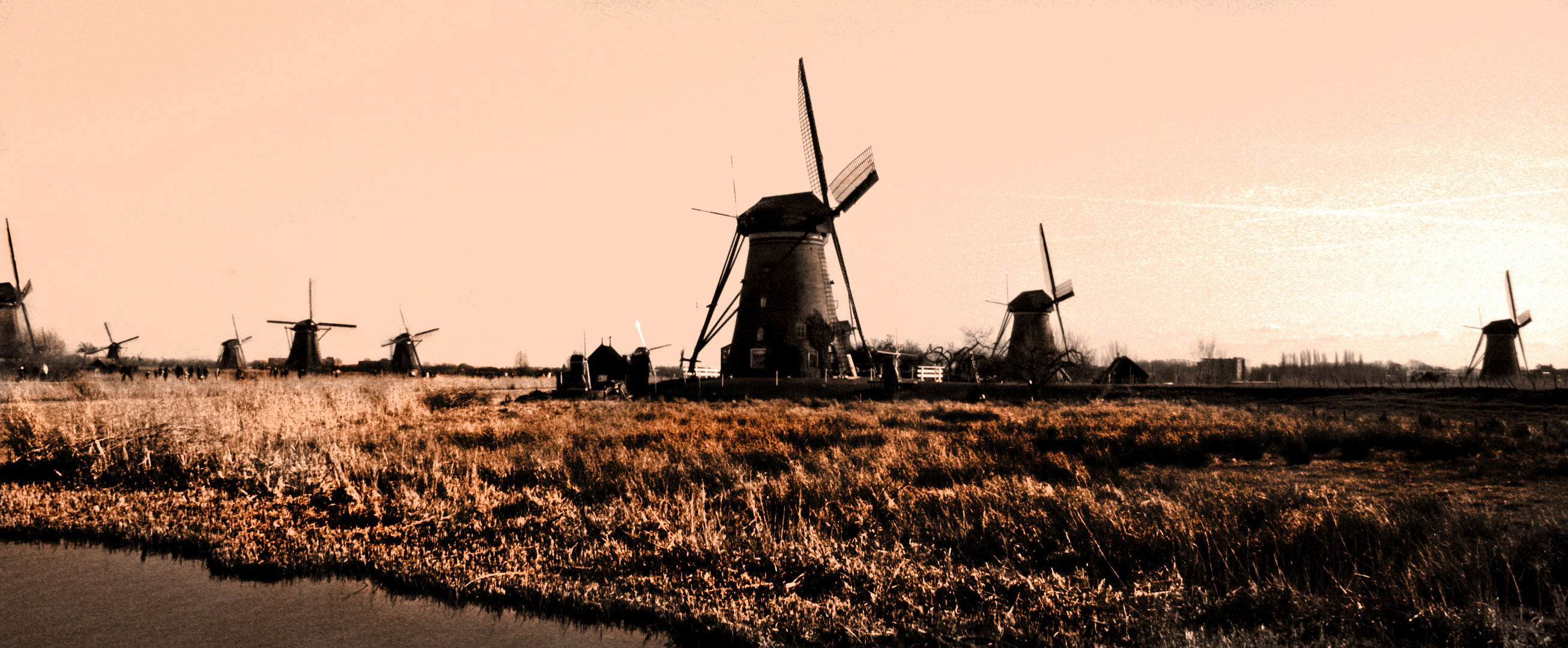Windmühlen von Kinderdijk abstrakt