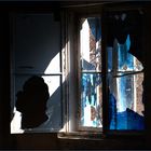 window, blue