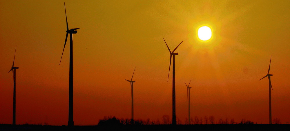 Windpark im Sonnenuntergang