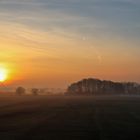 Windräder im niederrheinischen Morgendunst 