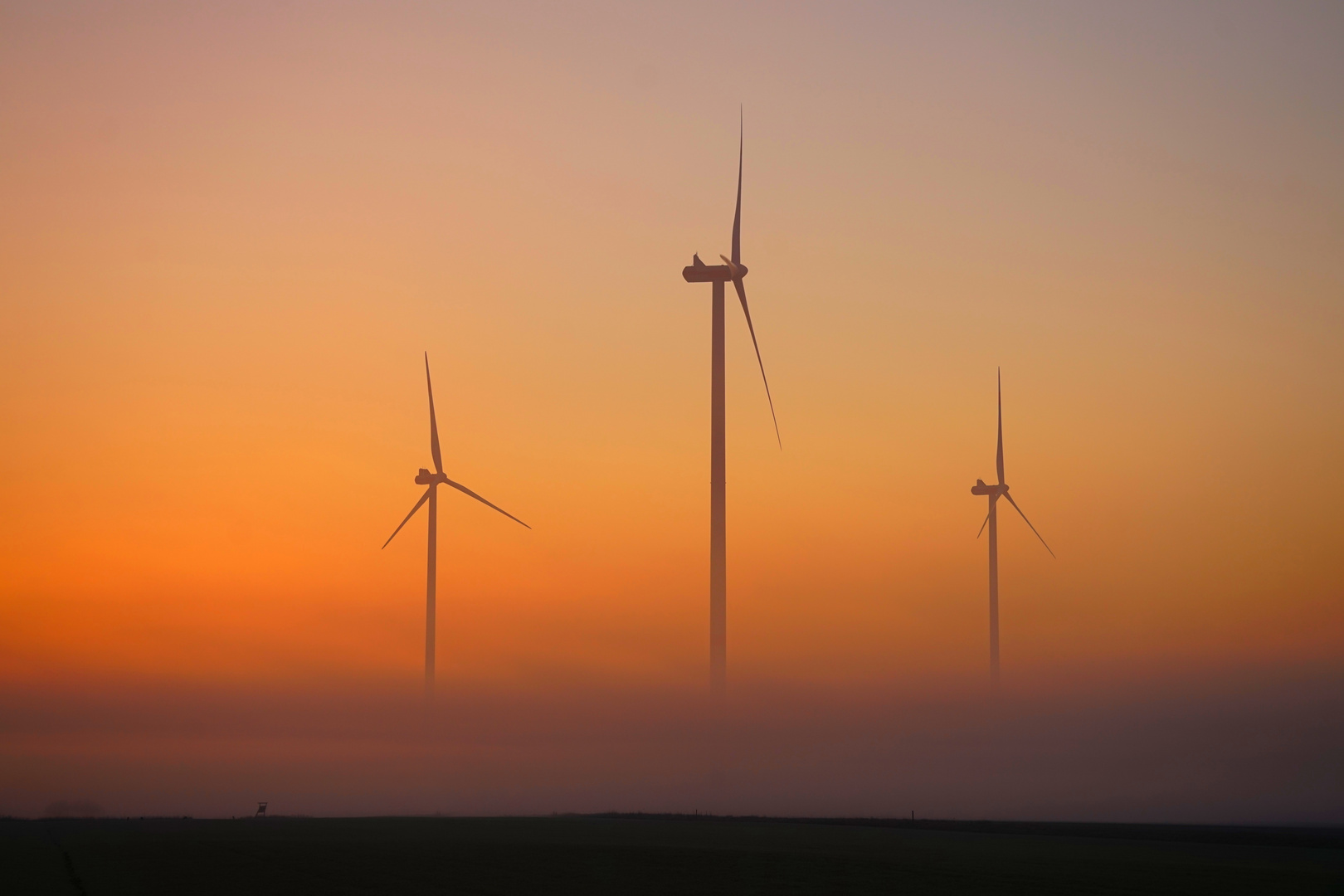 Windräder im Sonnenaufgang