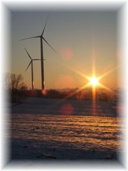 Windräder im Sonnenuntergang