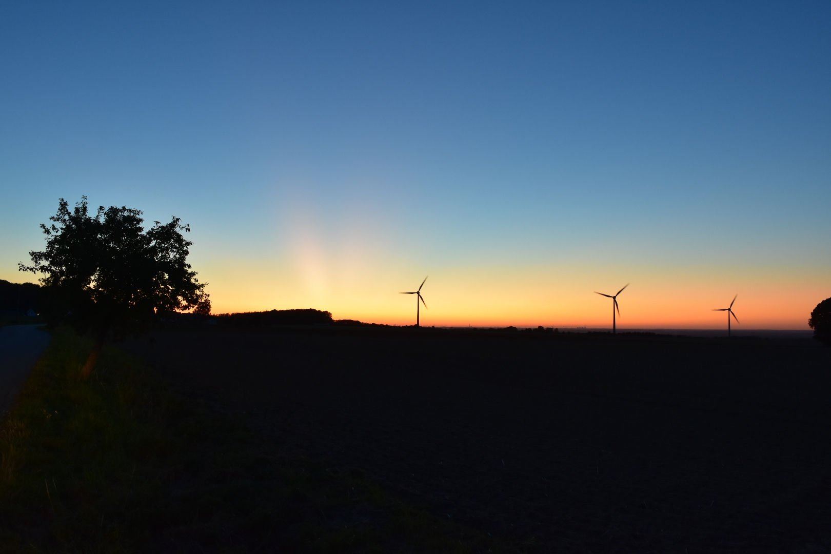 Windräder zur blauen Stunde