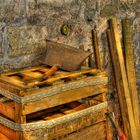 Wine boxes in cellar